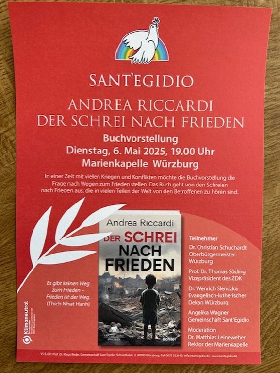 WÜRZBURG: Buchvorstellung "Der Schrei nach Frieden" von Andrea Riccardi 