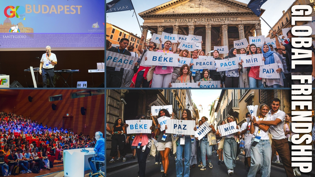 O Global Friendship continua em Roma: no segundo dia, a assembleia com Andrea Riccardi, os grupos linguísticos e um flashmob no Panteão para dizer a todos que os jovens querem a paz.